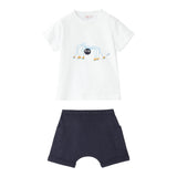The Owl Complete 2 Piece T-Shirt-Bermuda Two-Tone White/Blue For Newborn