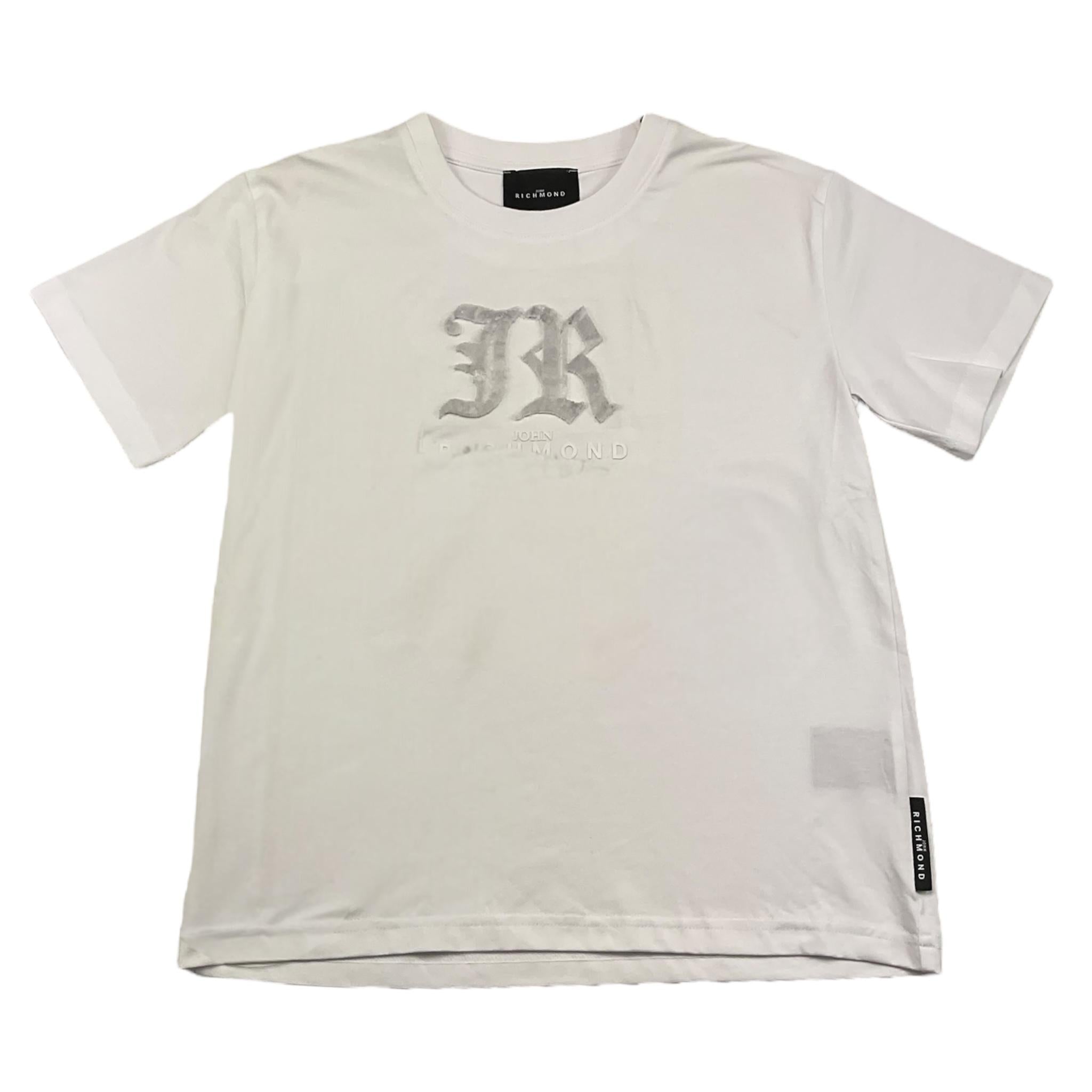 JOHN RICHMOND t-shirt girocollo tinta unita con stampa in contrast Bianco per Bambino RBA25008TS BIANCO JOHN RICHMOND 