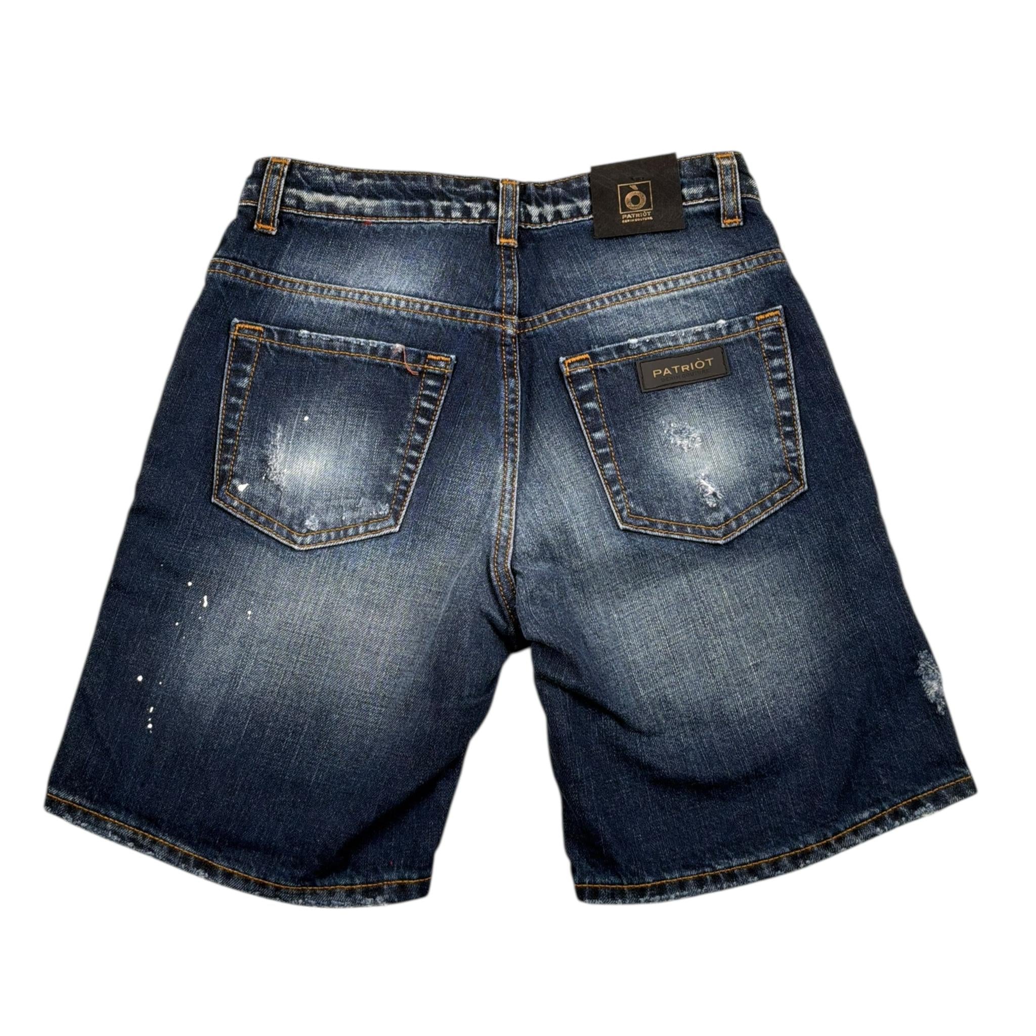 Patriot Bermuda In Denim Tinta Unita con Strappi per Bambino PBC1409 BLU PATRIOT 