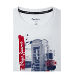 Pepe Jeans T-Shirt Girocollo Tinta Unita con Stampa per Bambino PB503983 BIANCO PEPE JEANS 
