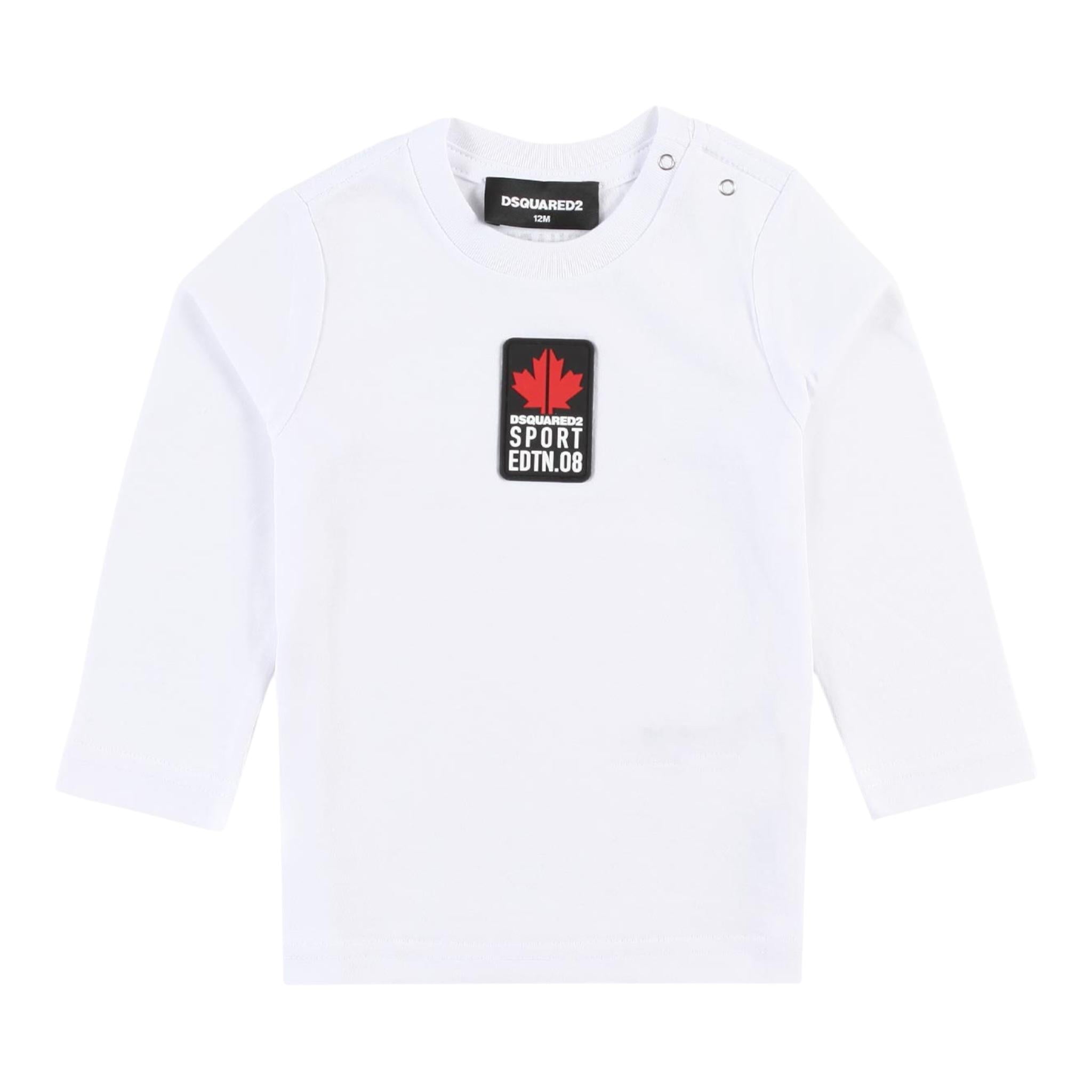 DSQUARED2 shirt girocollo tinta unita con stampa logo Bianco per Neonato DQ1879O BIANCO DSQUARED2 