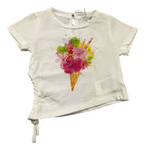 M+E' Solid Color Crew Neck T-Shirt With Contrast Print White for Baby Girls