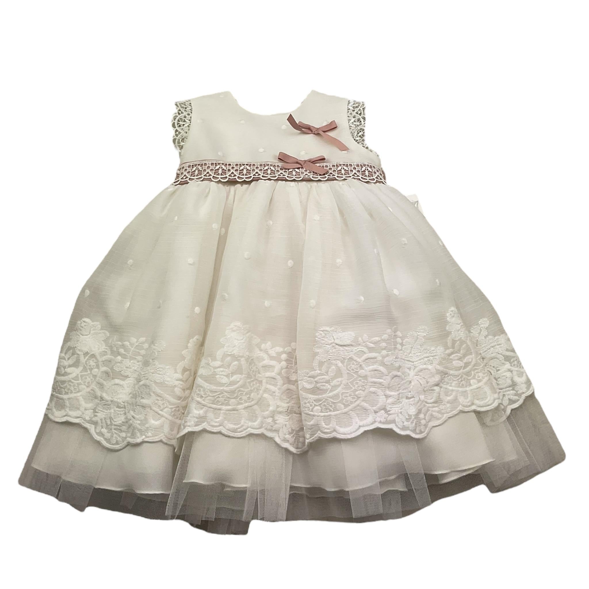 Pontoporponto Abito Giromanica Cerimoniale Tinta Unita per Neonata 6356 BIANCO PONTOPORPONTO 