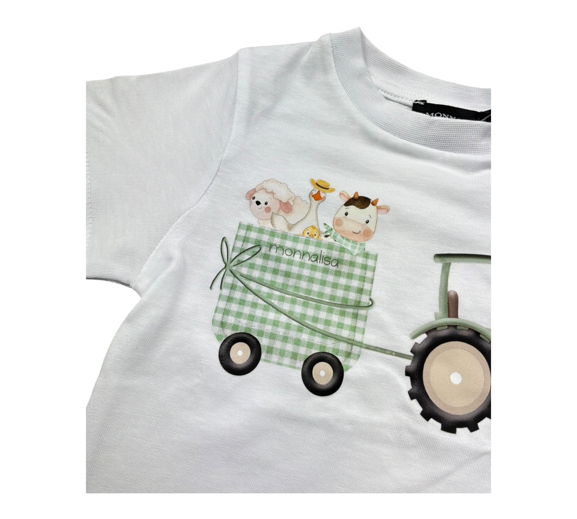 Monnalisa T-Shirt Girocollo Tinta Unita con Stampa per Neonato 28E602N BIANCO MONNALISA 