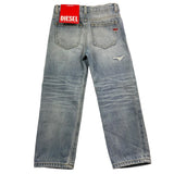 Diesel Jeans Solid Color With Rips And Adjustable Waist Light Blue For Girls