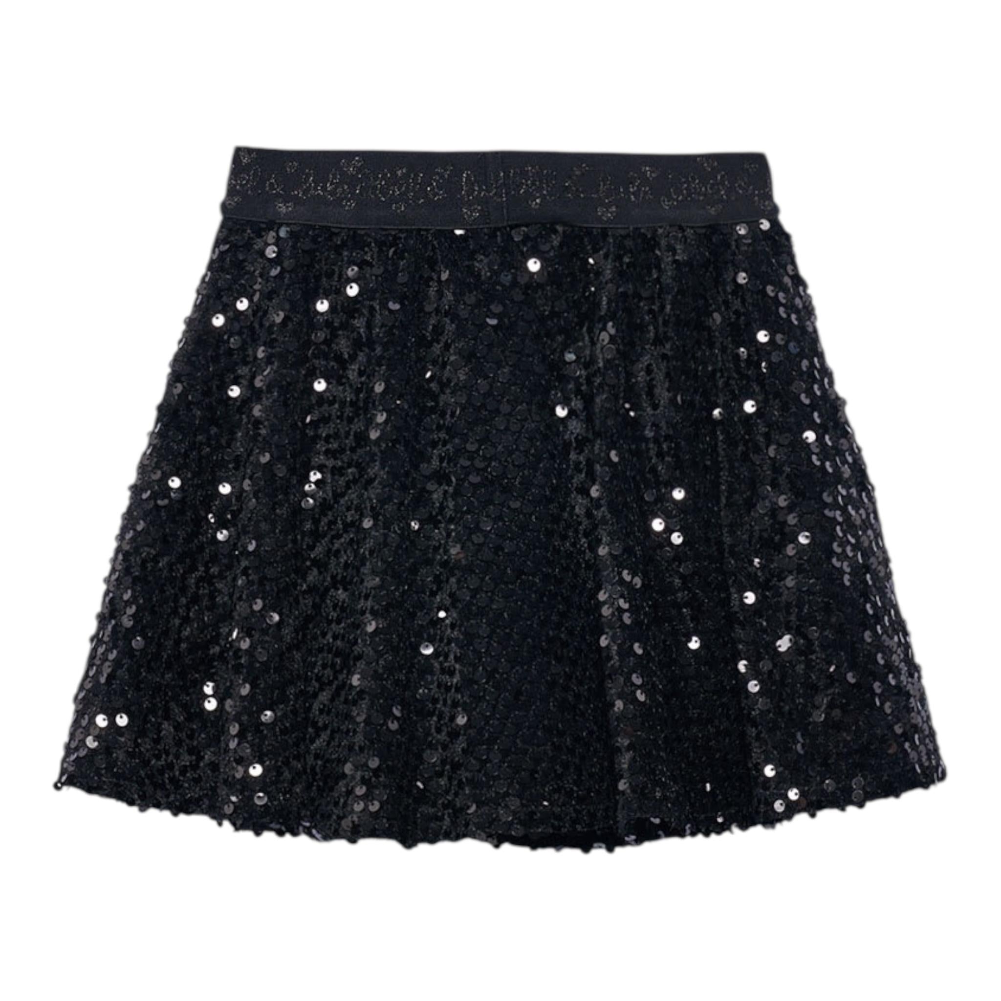 ABEL & LULA gonna tinta unita paillettata Nero per Bambina 5519 NERO ABEL & LULA 