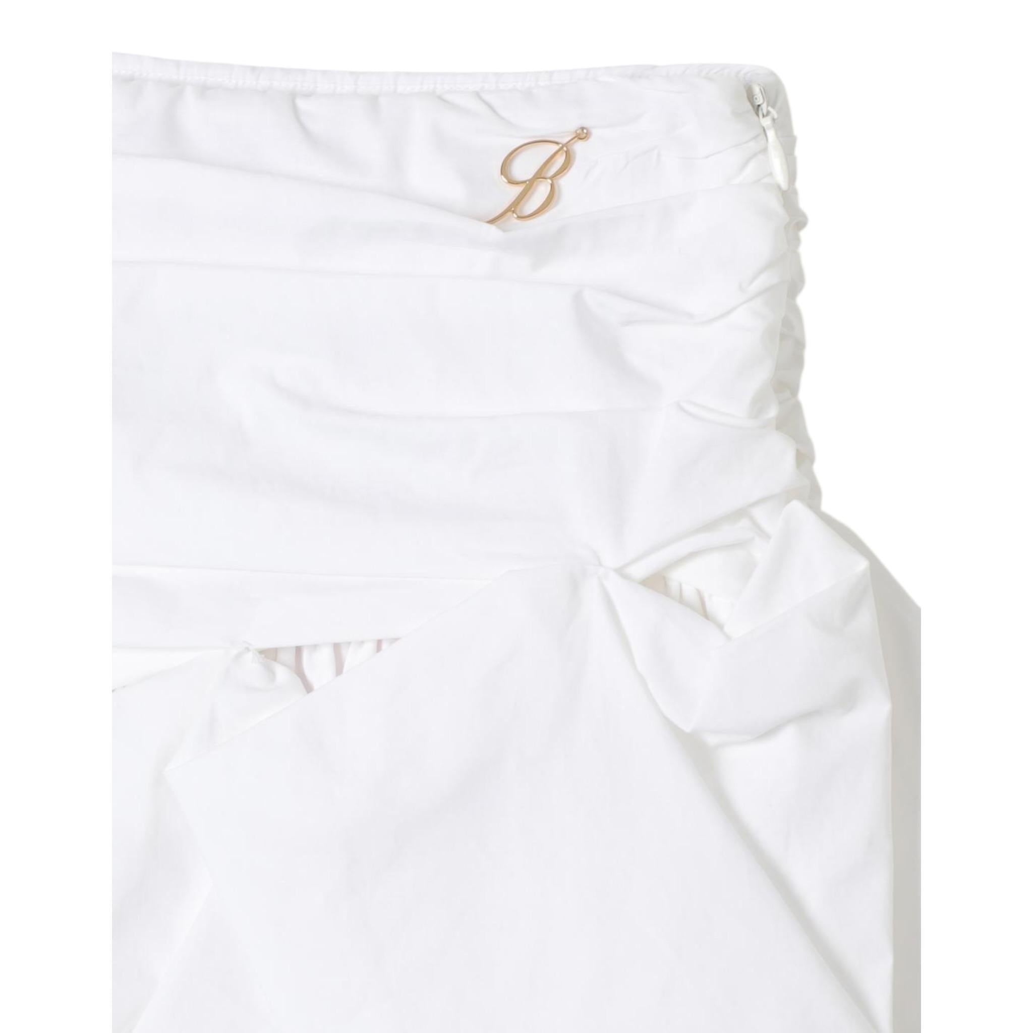 Miss Blumarine Gonna Tinta Unita con Zip per Bambina IA4083 BIANCO MISS BLUMARINE 