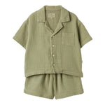 Teddy E Minou Completo 2 Pezzi Camicia-Bermuda Tinta Unita per Neonato E25CP075C6041NX VERDE TEDDY E MINOU 