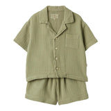 Teddy E Minou Completo 2 Pezzi Camicia-Bermuda Tinta Unita per Neonato E25CP075C6041NX VERDE TEDDY E MINOU 