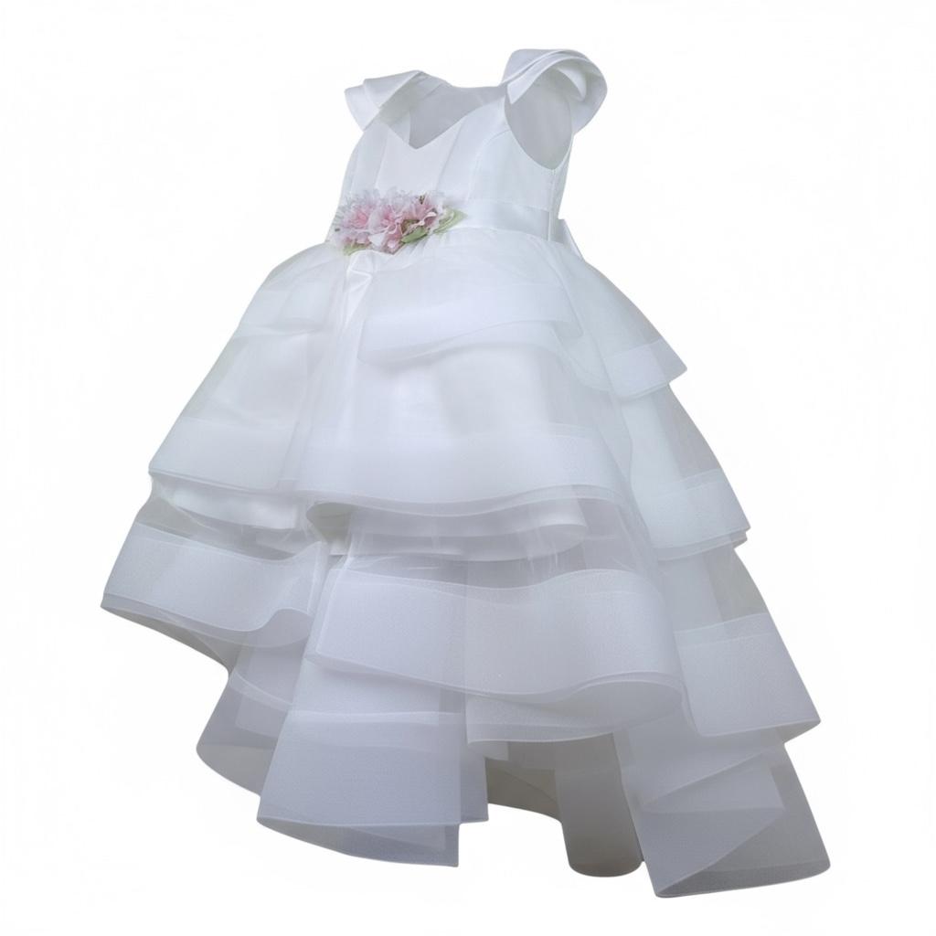 Modi Collezione Abito Cerimonia Tinta Unita per Bambina J4013P BIANCO MODI COLLEZIONE 