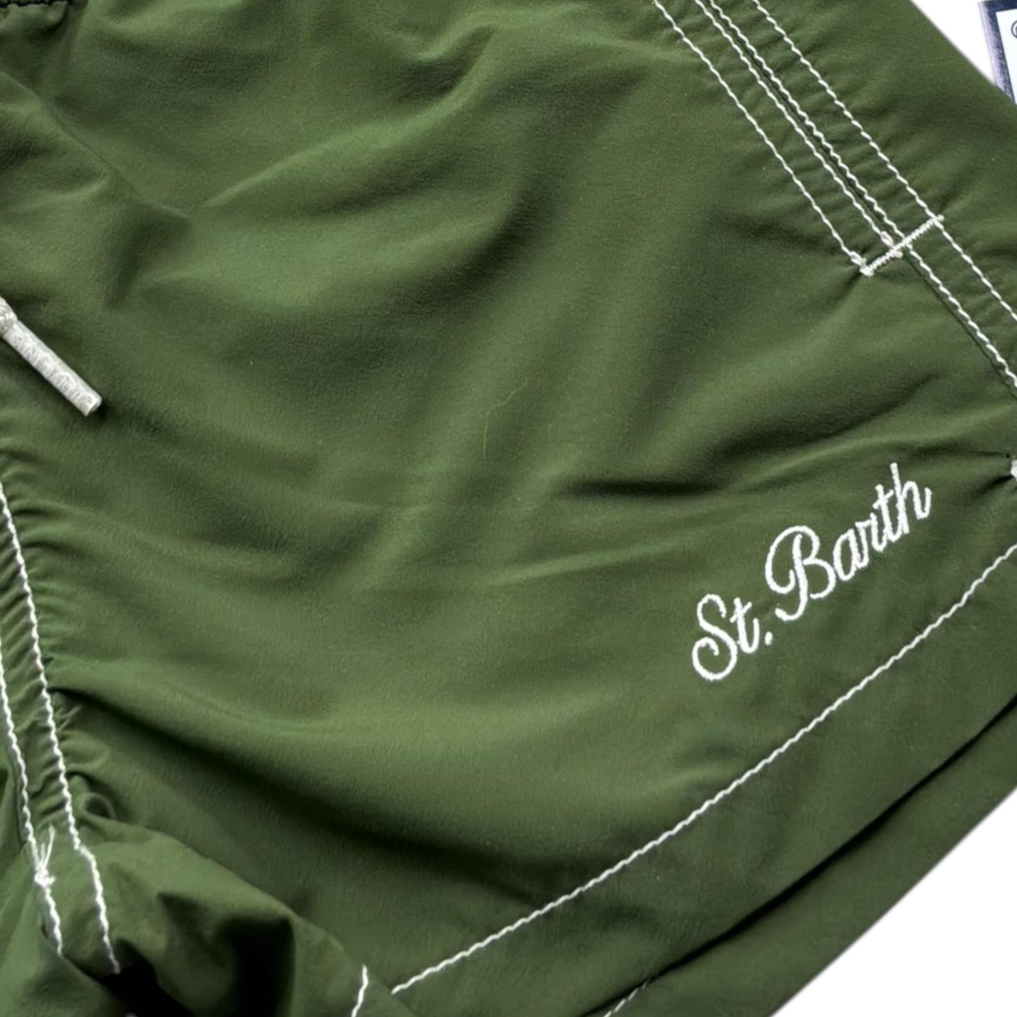 Saint Barth Costume Tinta Unita Modello Boxer con Stampa per Bambino 00454L VERDE SAINT BARTH 