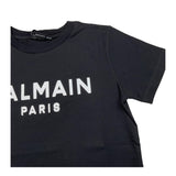 BALMAIN t-shirt girocollo tinta unita con logo Nero per Bambino BV8P11X NERO BALMAIN 