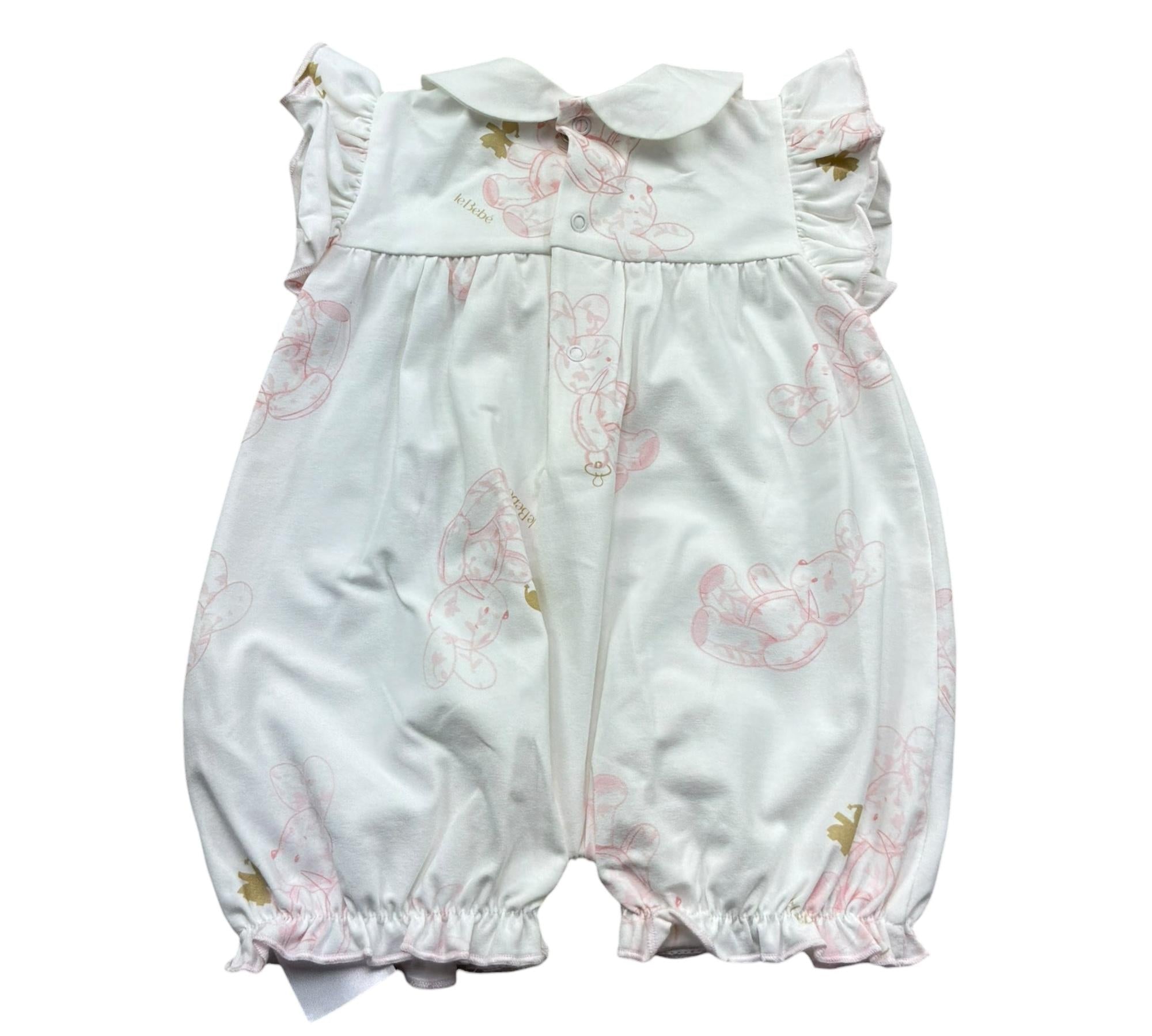 Le Bebe Pagliaccetto Mezza Manica Tinta Unita con Stampe per Neonata LBG6290 BIANCO LE BEBE 