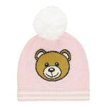 MOSCHINO cappello tinta unita con stampa e pon pon Rosa per Neonata MUX04WAX ROSA MOSCHINO 