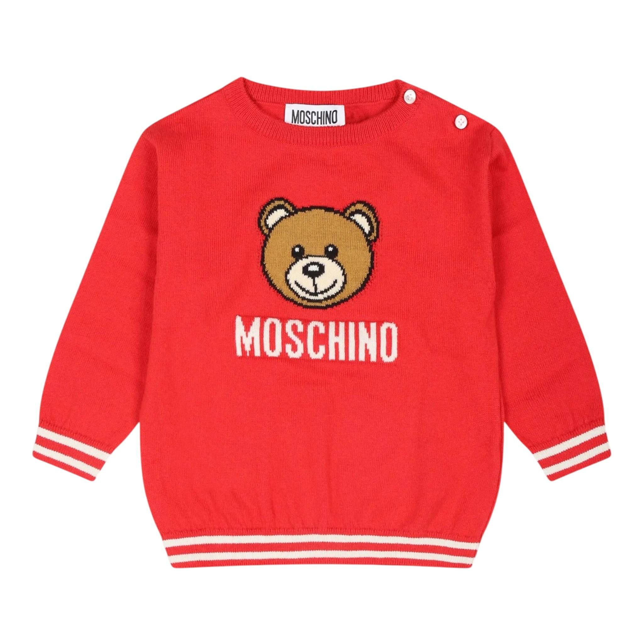 MOSCHINO maglia girocollo tinta unita con stampa orso Rosso per Neonato MYW00JX ROSSO MOSCHINO 