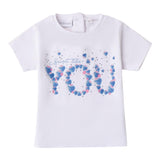 Sarabanda T-Shirt Girocollo Tinta Unita con Stampa per Neonata 0B312N BIANCO SARABANDA 