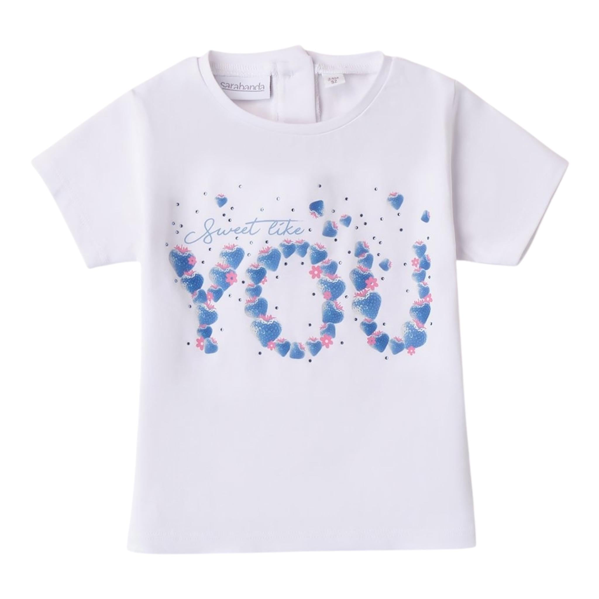 Sarabanda T-Shirt Girocollo Tinta Unita con Stampa per Neonata 0B312N BIANCO SARABANDA 