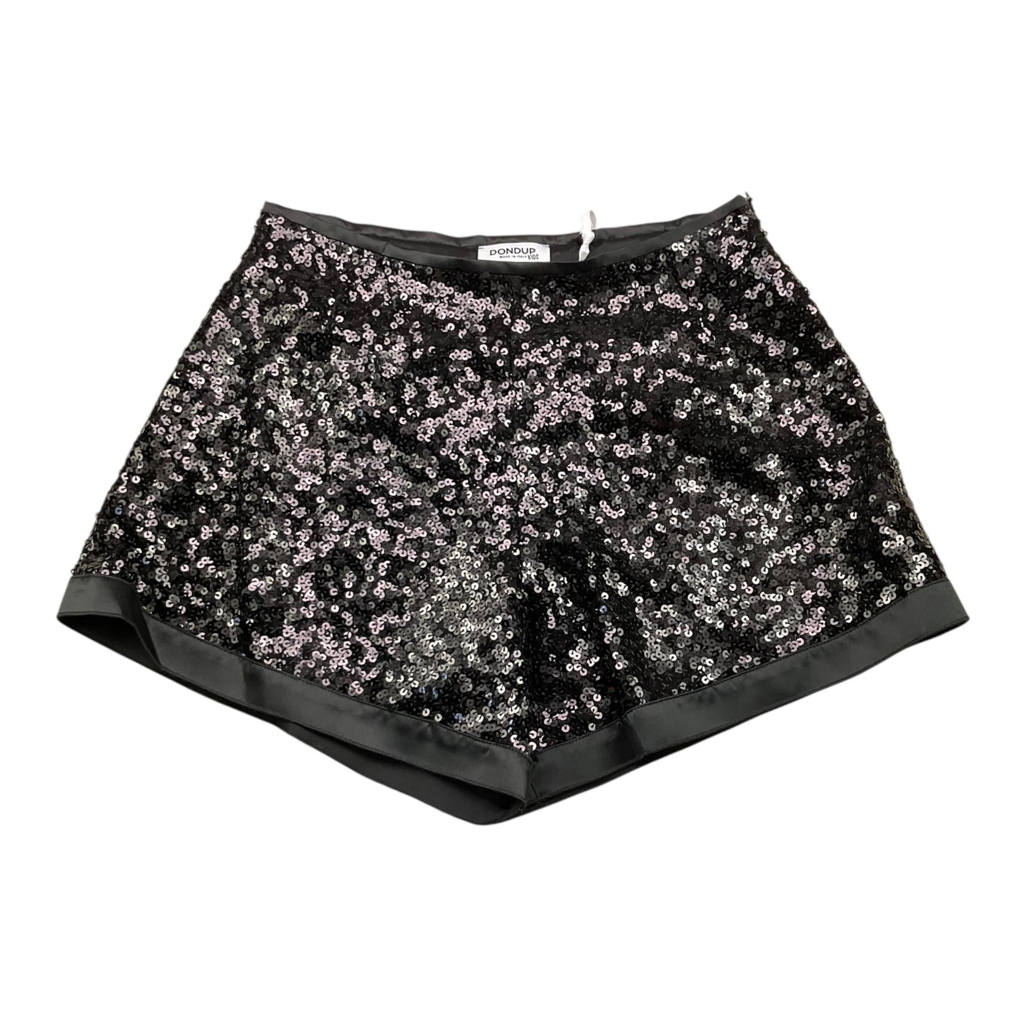 DONDUP short con paillettes tinta unita Nero per Bambina DFBE022 NERO DONDUP 