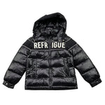 REFRIGUE giubbino tinta unita con cappuccio e stampa logo Nero per Bambino 2831O00019 NERO REFRIGUE 