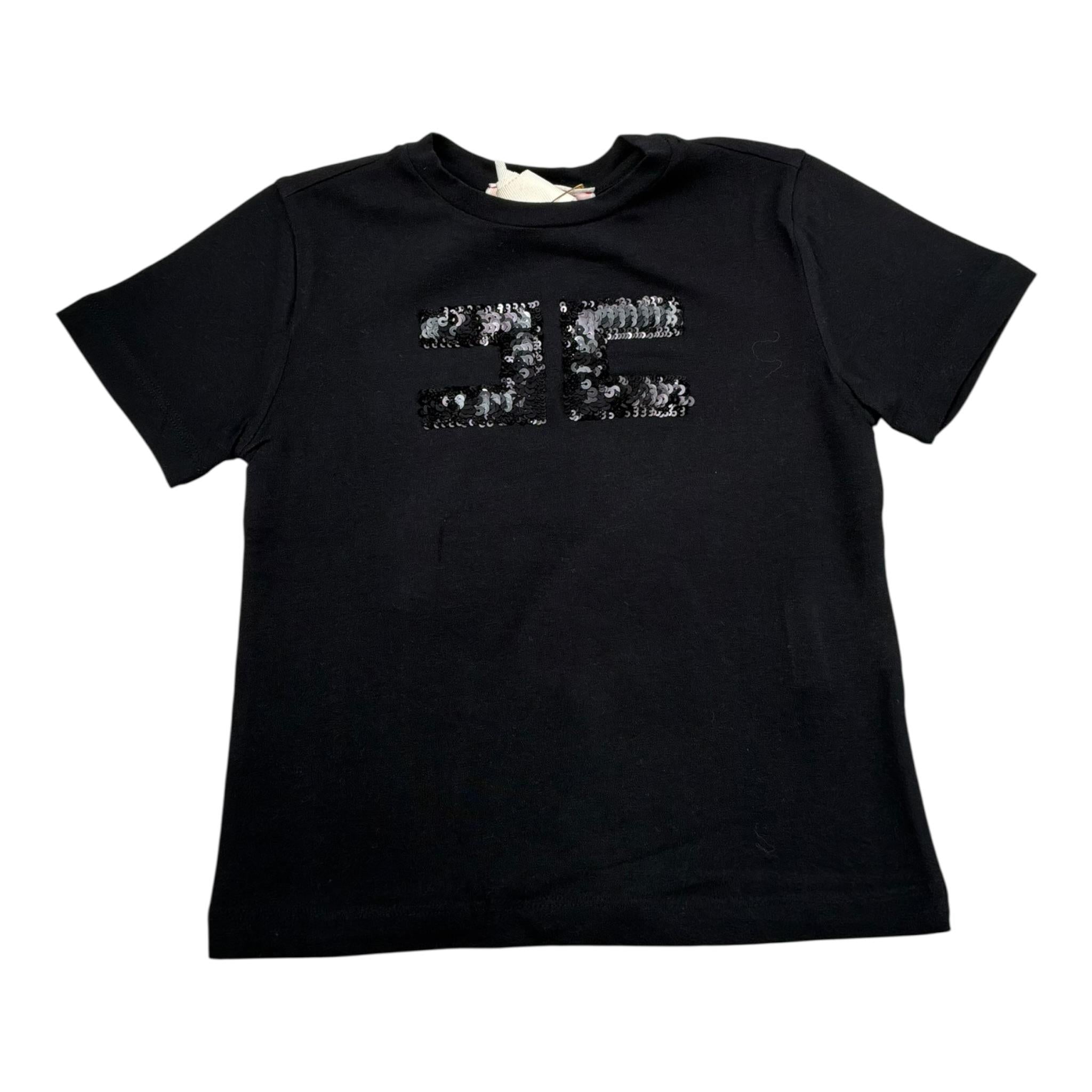 Elisabetta Franchi T-Shirt Girocollo Tinta Unita con Stampa per Bambina EFTS214 NERO ELISABETTA FRANCHI 