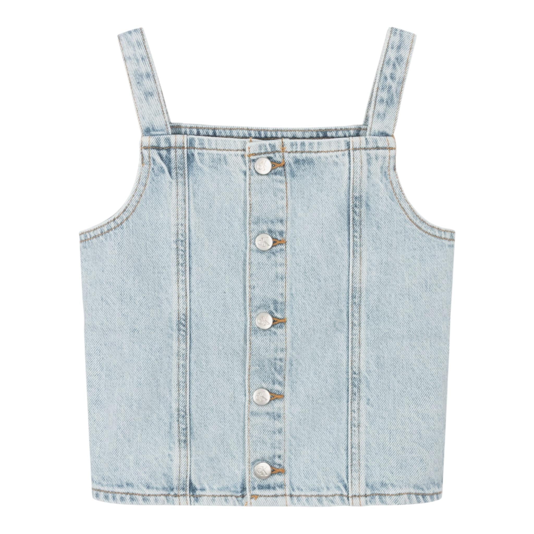 Calvin Klein Top In Denim tinta unita Azzurro per Bambina IG0IG02389 AZZURRO CALVIN KLEIN 
