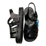Sensi Two-Tone Rubber Sandals With Buckles Black For Girls
