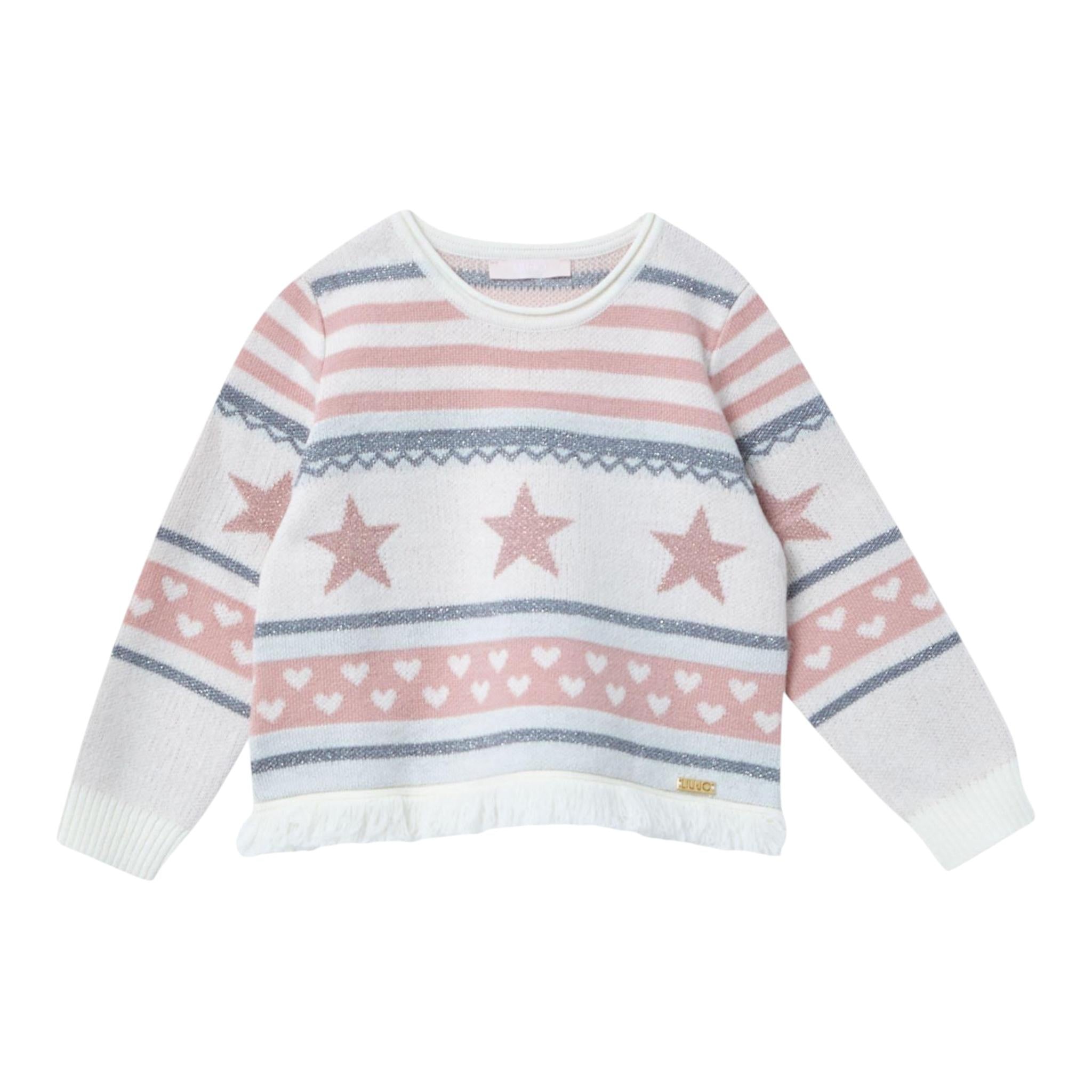 LIU JO maglia girocollo tinta unita con stampe in contrasto Bianco per Neonata KF4095 BIANCO LIU JO 