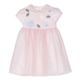 The Owl Solid Color Dress With Collar And Pink Tulle For Baby Girl