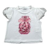 M+E' T-Shirt Girocollo Tinta Unita con Stampa per Bambina UE1856 BIANCO M+E' 