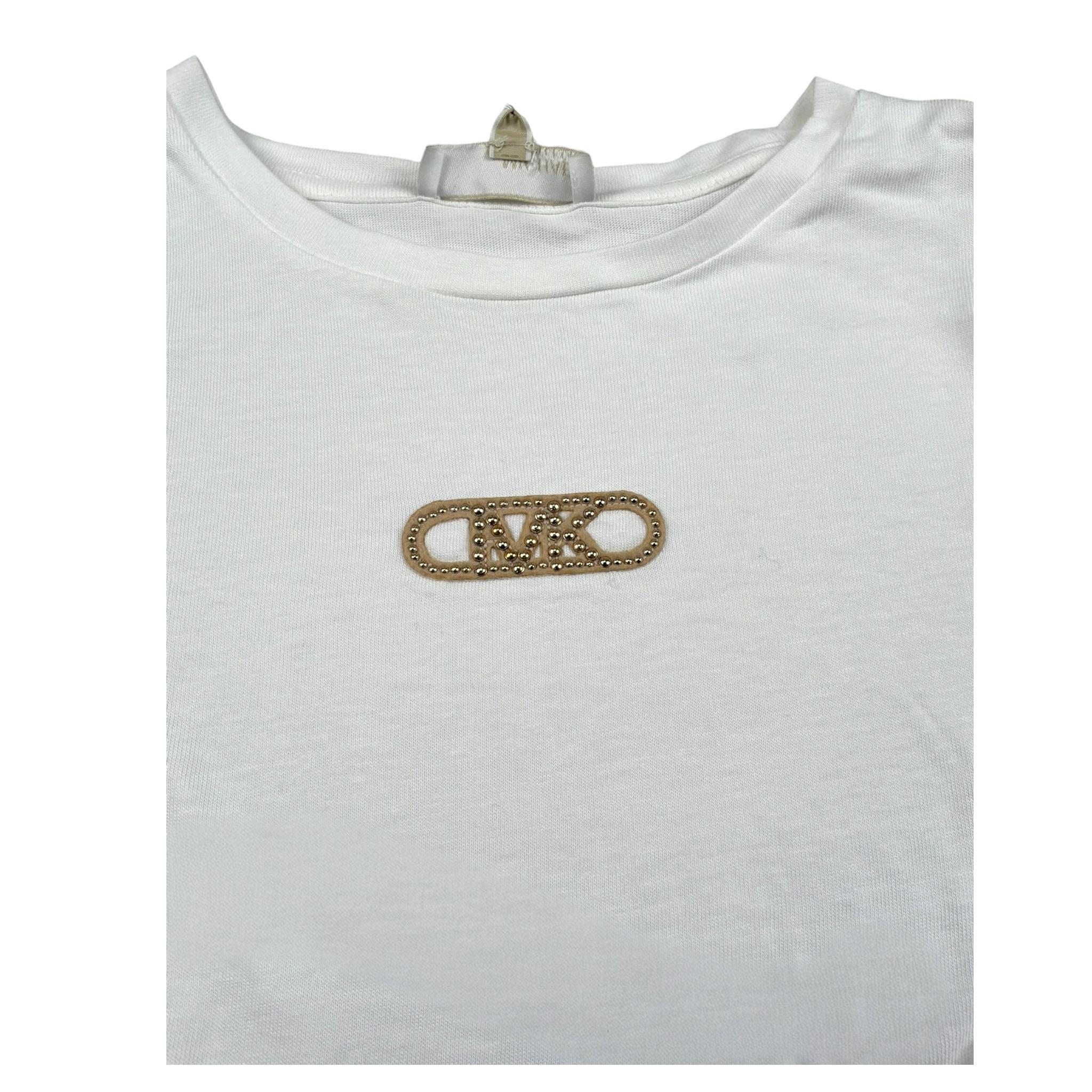 Michael Kors T-Shirt Girocollo Tinta Unita con Logo per Bambina R30321 BIANCO MICHAEL KORS 