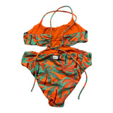 Mefui One Piece Swimsuit Solid Color With Orange Pattern For Girls