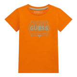 Guess T-Shirt Girocollo Tinta Unita con Stampa per Bambino N5RI25K8HM4 ARANCIONE GUESS 