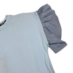 Liu Jo T-Shirt Girocollo tinta unita con Balze Azzurro per Bambina GA3212 AZZURRO LIU JO 