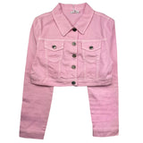 Lu Lu By Miss Grant Solid Pink Denim Jacket For Girls