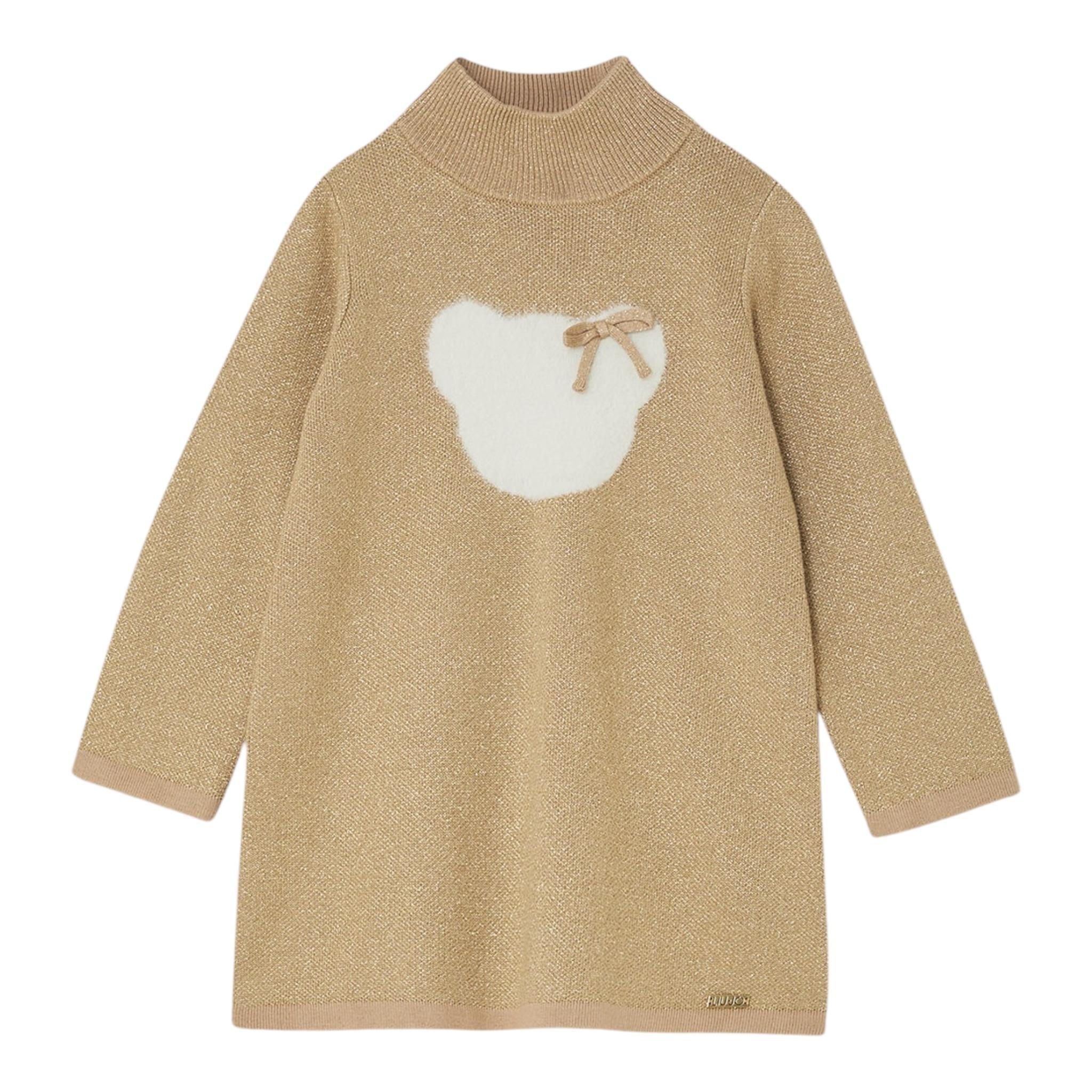 LIU JO abito in maglia collo alto tinta unita con stampa Oro per Neonata KF4071N ORO LIU JO 