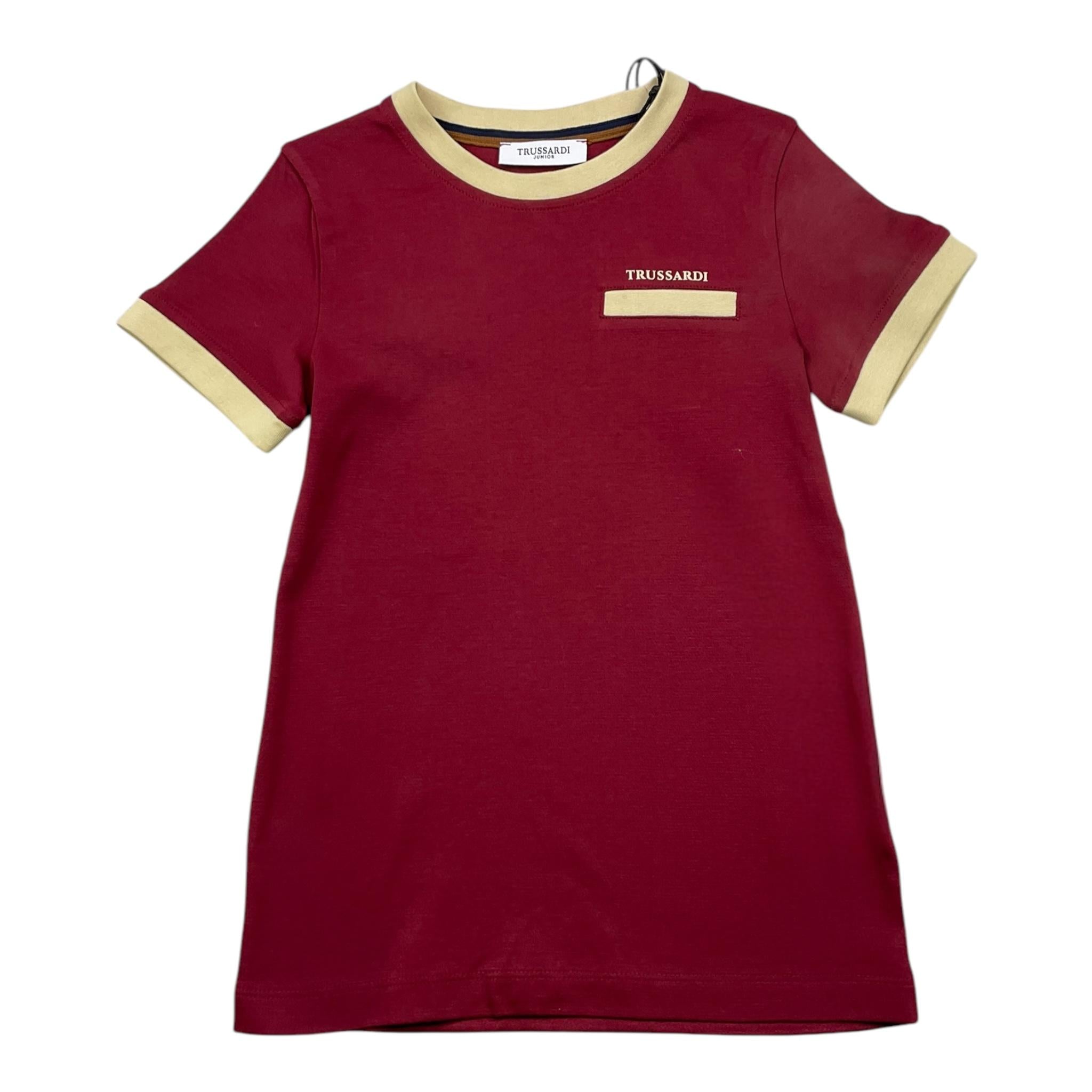 TRUSSARDI t-shirt girocollo tinta unita con stampa in contrasto Bordeaux per Bambino TBA25021TS BORDEAUX TRUSSARDI 