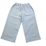 Little Ludo Plain Checked Trousers With Elastic Waistband Light Blue For Girls