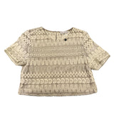 Alice Pi Solid Color Half Sleeve Shirt with Beige Embroidery for Girls