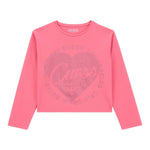 GUESS shirt tinta unita girocollo con stampa Rosa per Bambina J4YI18K6YW4X ROSA GUESS 