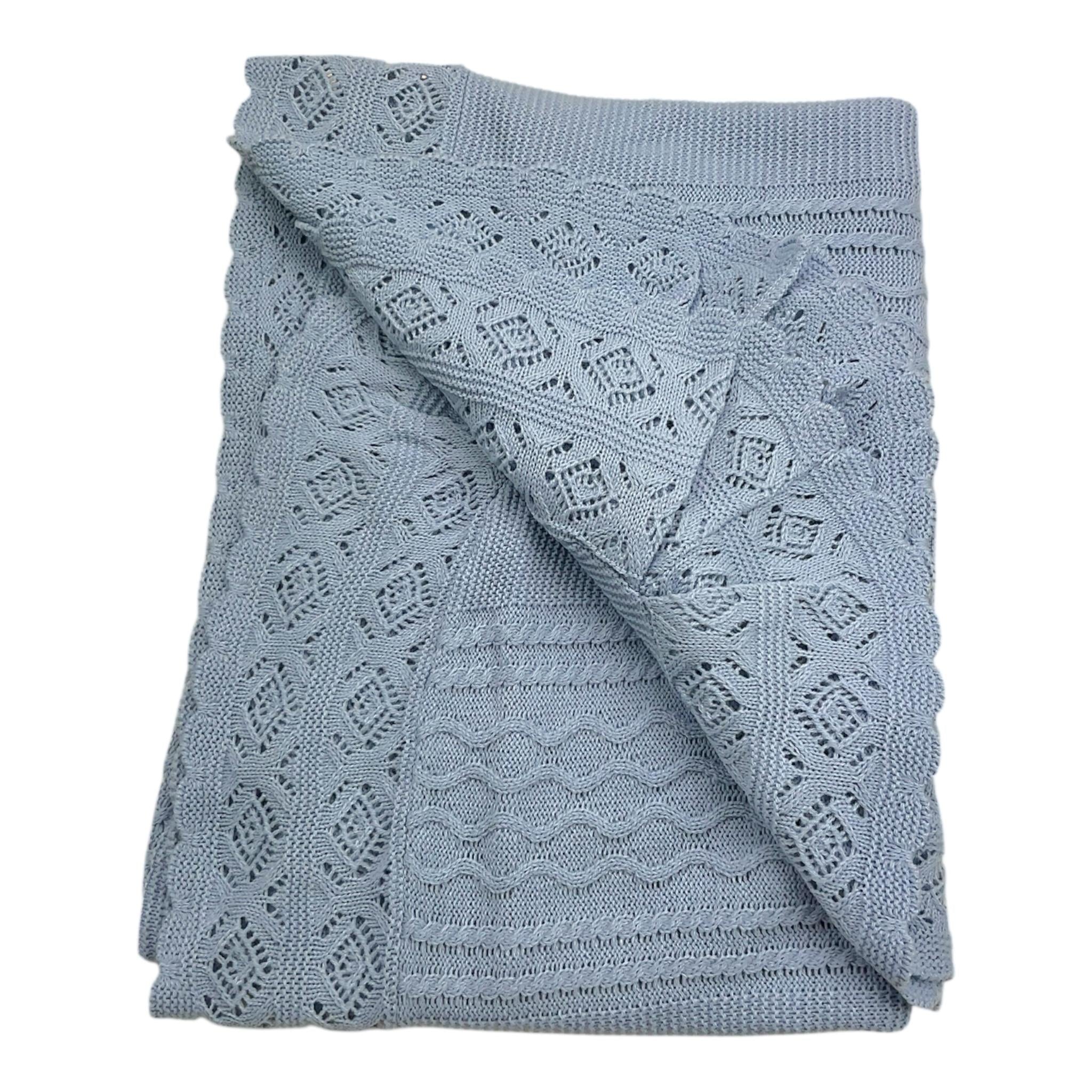 JULIANA coperta tinta unita con fiocco Azzurro per Neonata 24516 AZZURRO JULIANA 