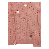 Alice Pi Pink Openwork Solid Color Cardigan for Girls