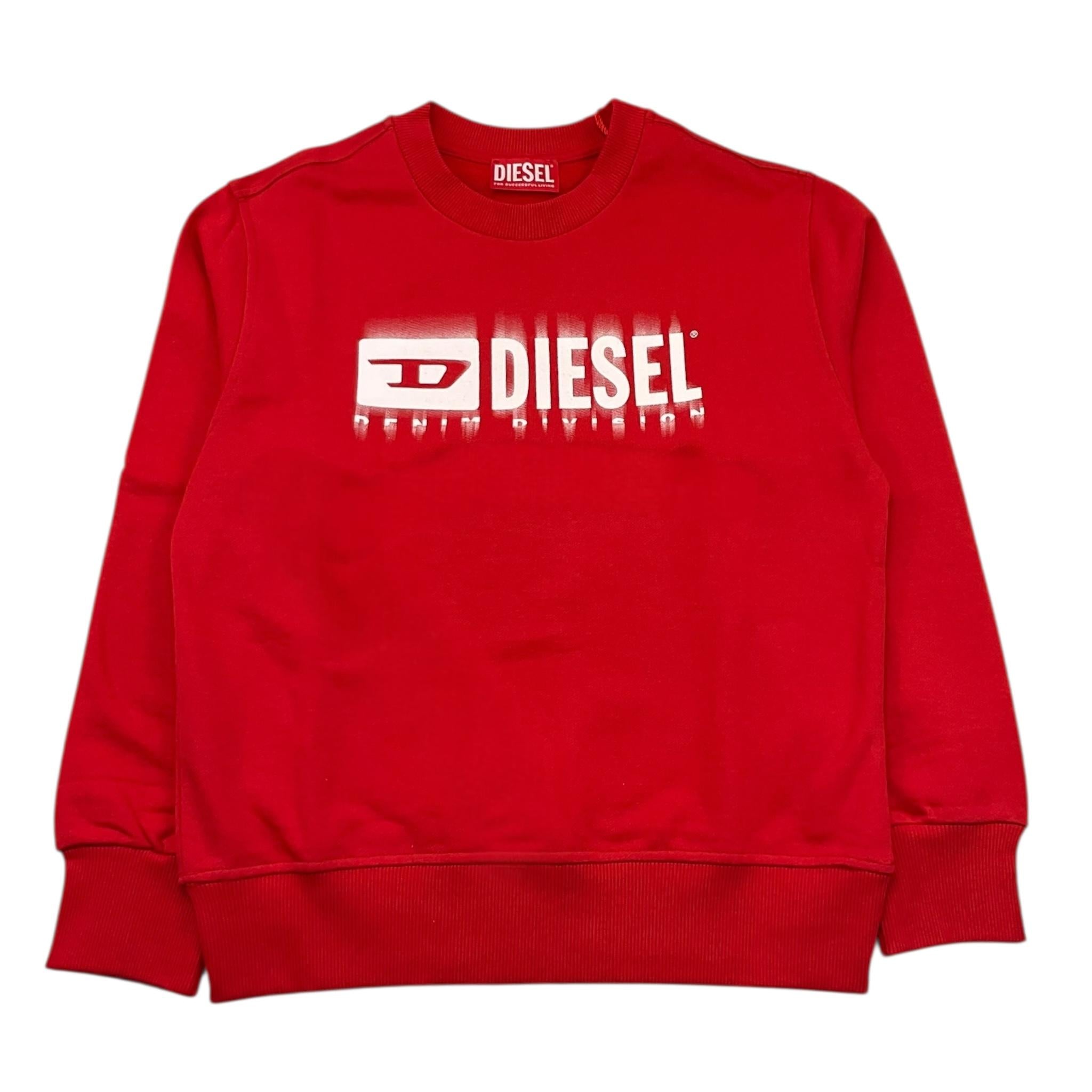 DIESEL felpa chiusa girocollo tinta unita con logo Rosso per Bambino J02040 ROSSO DIESEL 