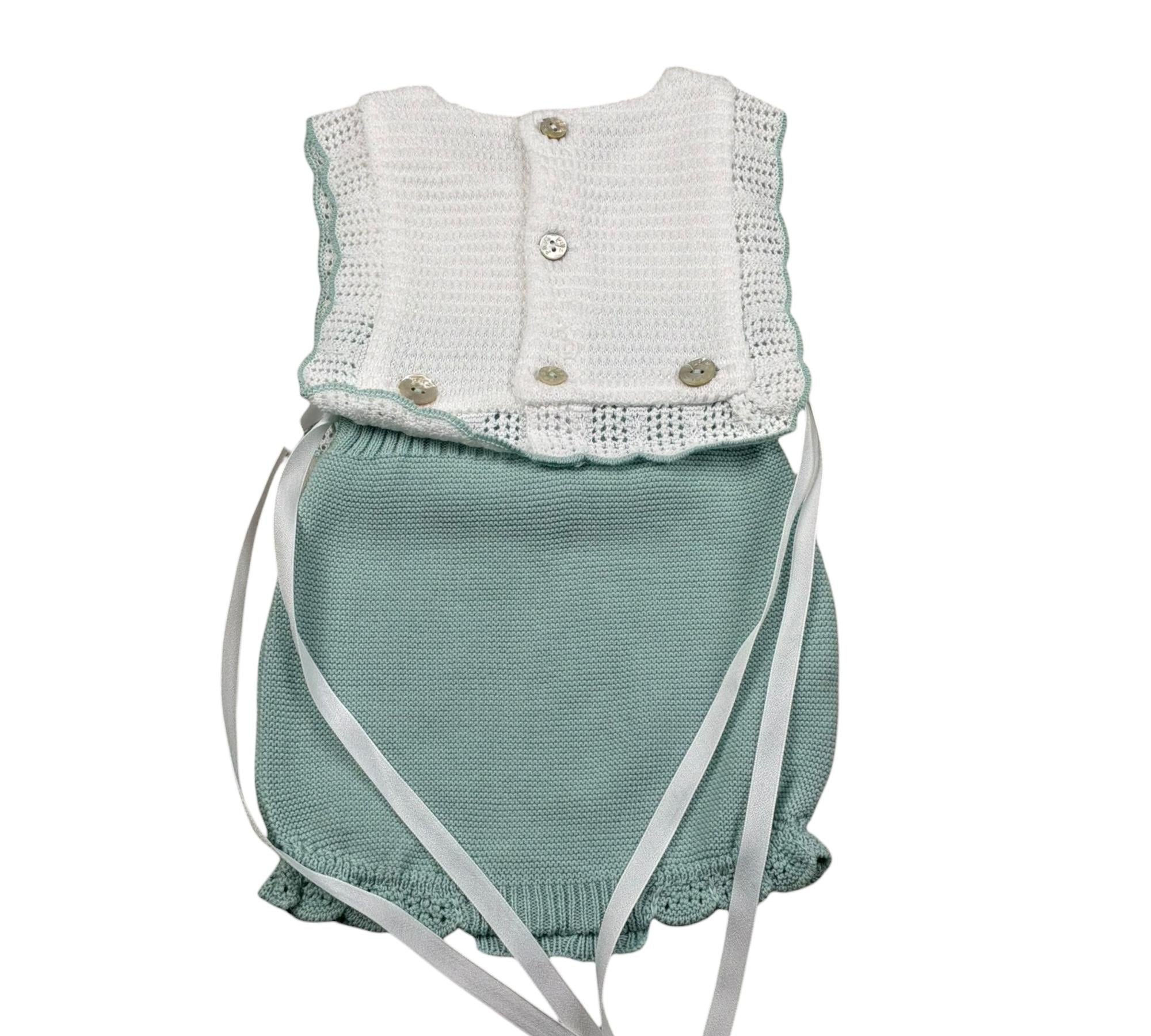 Paz Rodriguez Pagliaccetto Giromanica Bicolore per Neonata 022122541 BIANCO/VERDE PAZ RODRIGUEZ 