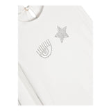Chiara Ferragni Shirt Crew Neck Solid Color With Glitter White For Girls