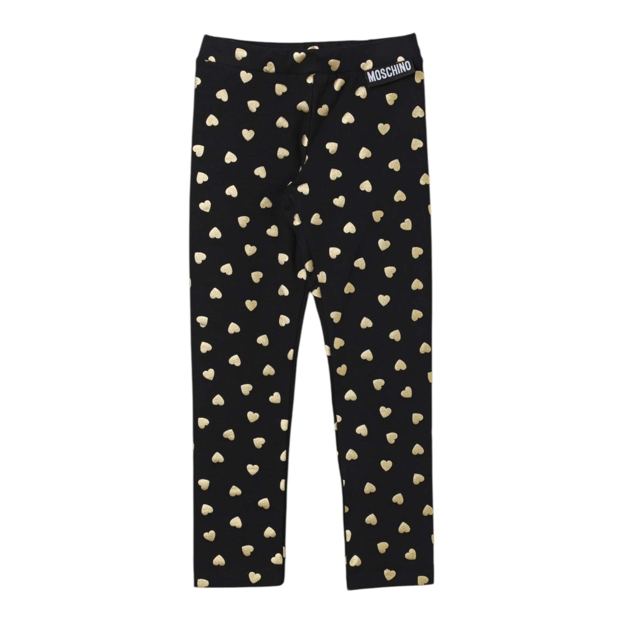 MOSCHINO leggins tinta unita con stampa cuori Nero per Bambina MDP039J NERO MOSCHINO 