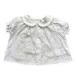 Dou Dou Plain Half Sleeve Shirt With White Embroidery For Baby Girl