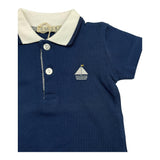 Emc Polo Half Sleeve Solid Color with Contrast Collar Blue for Baby