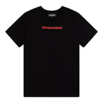 DSQUARED2 t-shirt girocollo tinta unita con stampa logo Nero per Bambino DQ2478X NERO DSQUARED2 