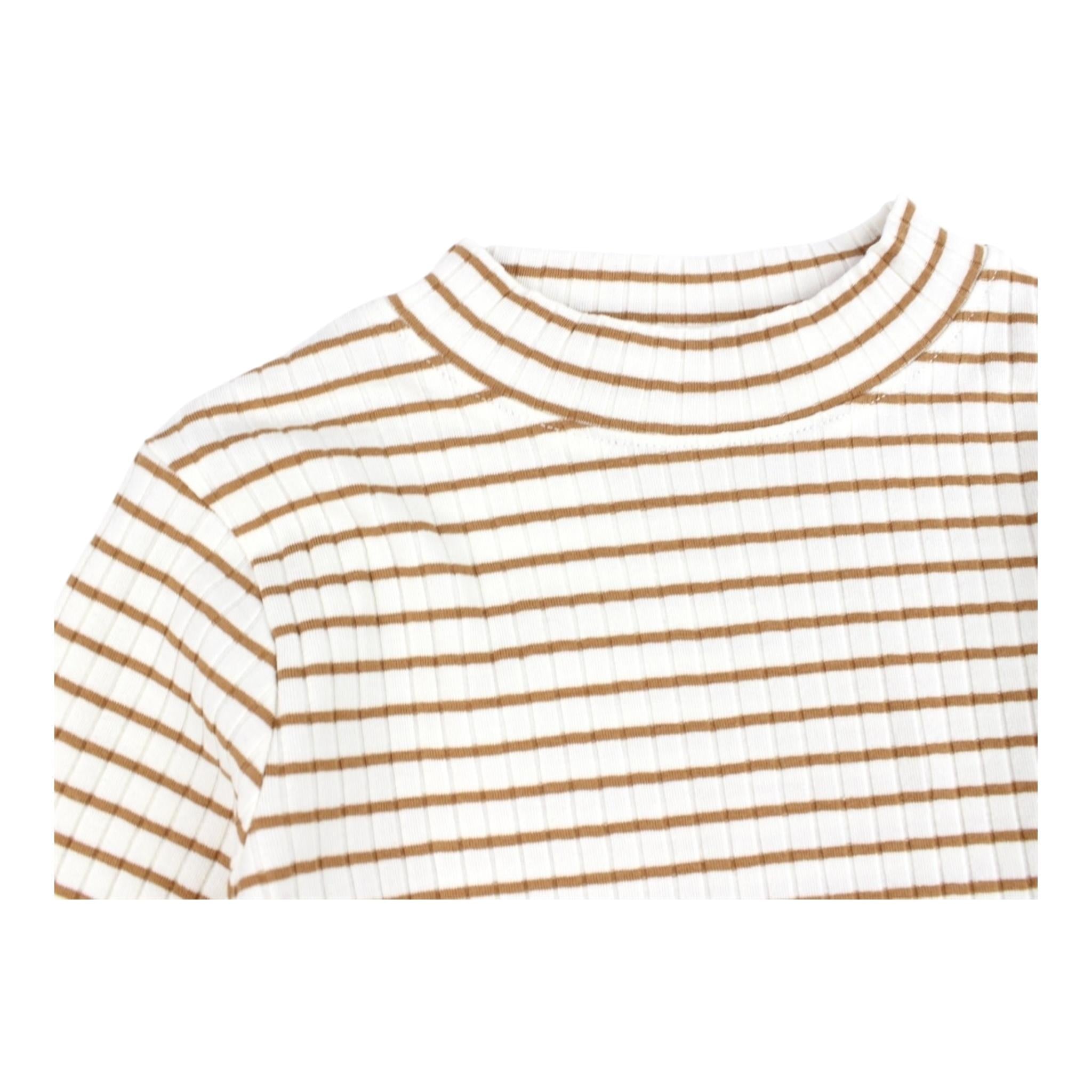 NAME IT maglia tinta unita mezzo collo con fantasia a righe Bianco/cammello per Bambina 13231786 BIANCO/CAMMELLO NAME IT 