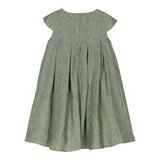 The Owl Green Solid Color Half Sleeve Dress For Girls